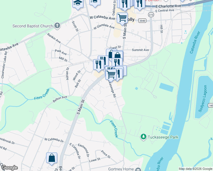 map of restaurants, bars, coffee shops, grocery stores, and more near 112 Tuckaseege Road in Mount Holly