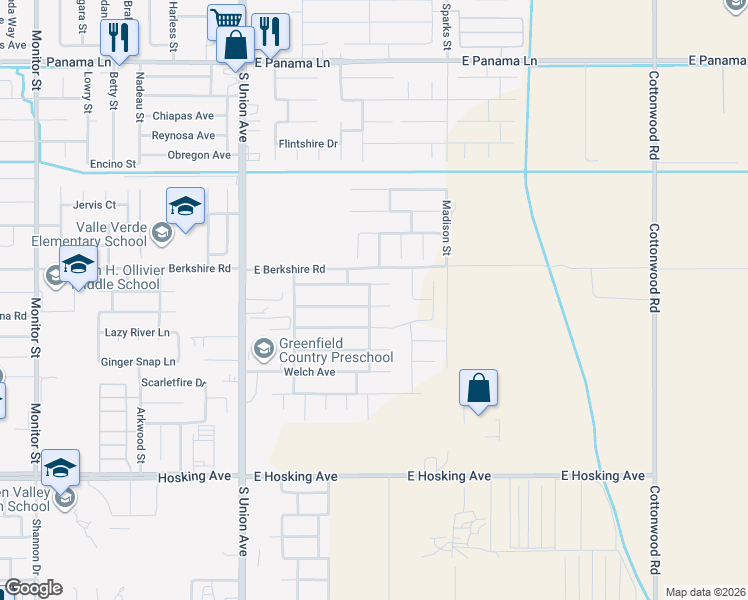 map of restaurants, bars, coffee shops, grocery stores, and more near 514 Vancluse Bay Drive in Bakersfield