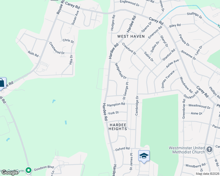 map of restaurants, bars, coffee shops, grocery stores, and more near 1905 Hardee Road in Kinston