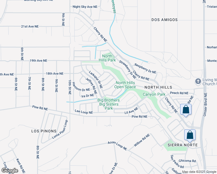 map of restaurants, bars, coffee shops, grocery stores, and more near 1417 Lupine Drive Northeast in Rio Rancho
