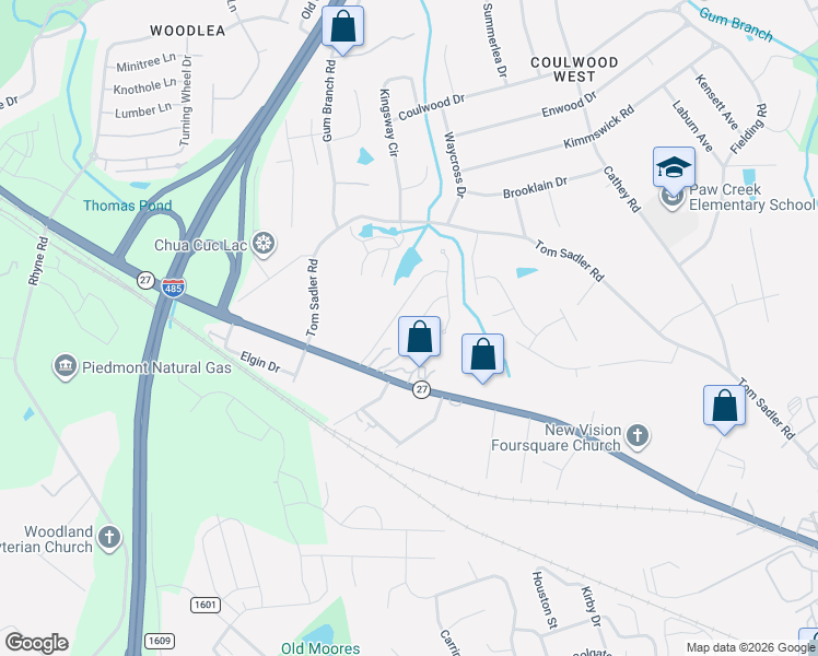 map of restaurants, bars, coffee shops, grocery stores, and more near 740 Aberdeen Glen Place in Charlotte