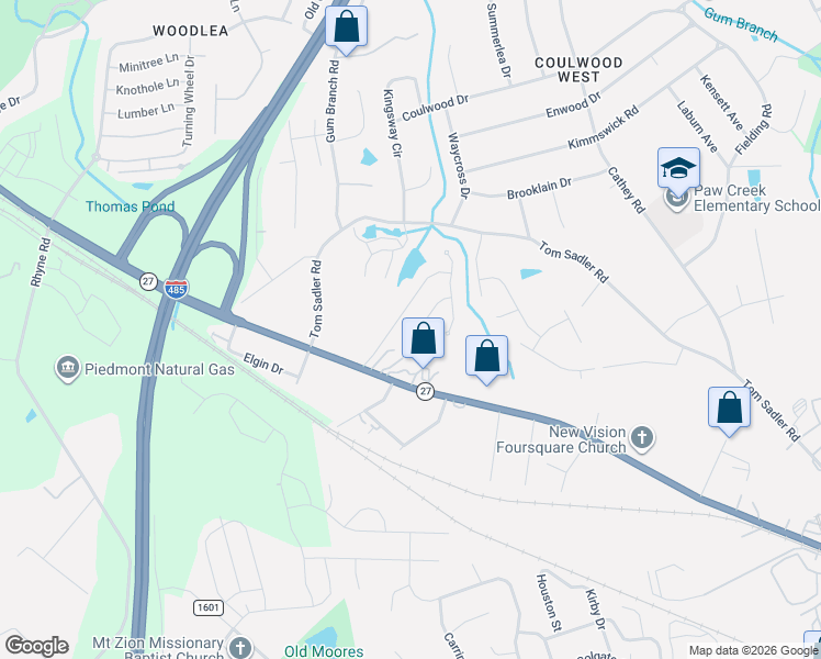 map of restaurants, bars, coffee shops, grocery stores, and more near 740 Aberdeen Glen Place in Charlotte