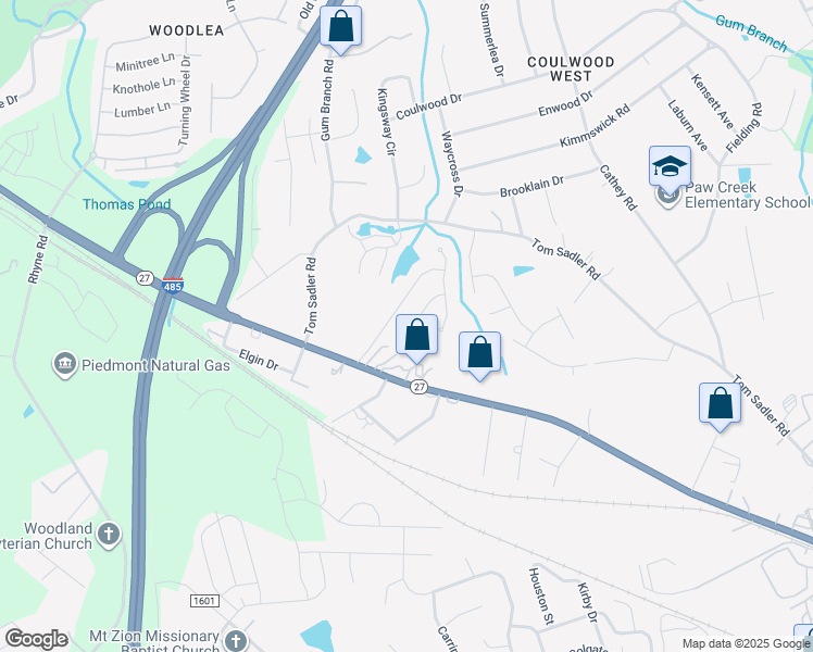 map of restaurants, bars, coffee shops, grocery stores, and more near 740 Aberdeen Glen Place in Charlotte