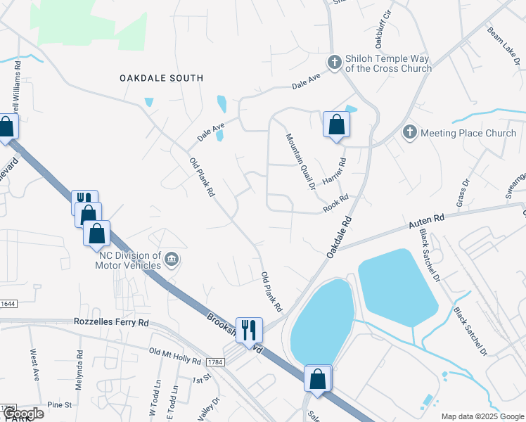 map of restaurants, bars, coffee shops, grocery stores, and more near 609 Rook Road in Charlotte