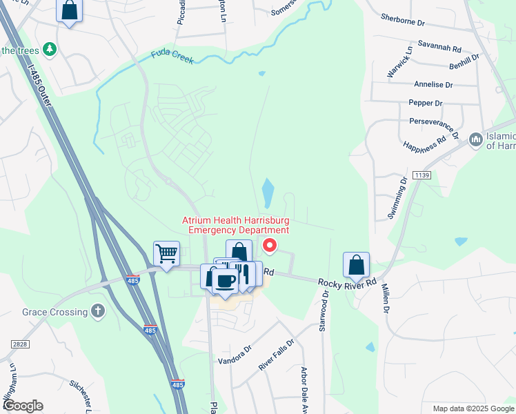 map of restaurants, bars, coffee shops, grocery stores, and more near 9298 Stafford Road in Charlotte