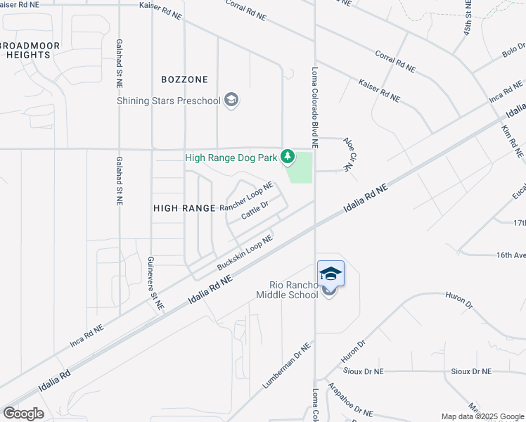 map of restaurants, bars, coffee shops, grocery stores, and more near 3778 Cattle Drive in Rio Rancho