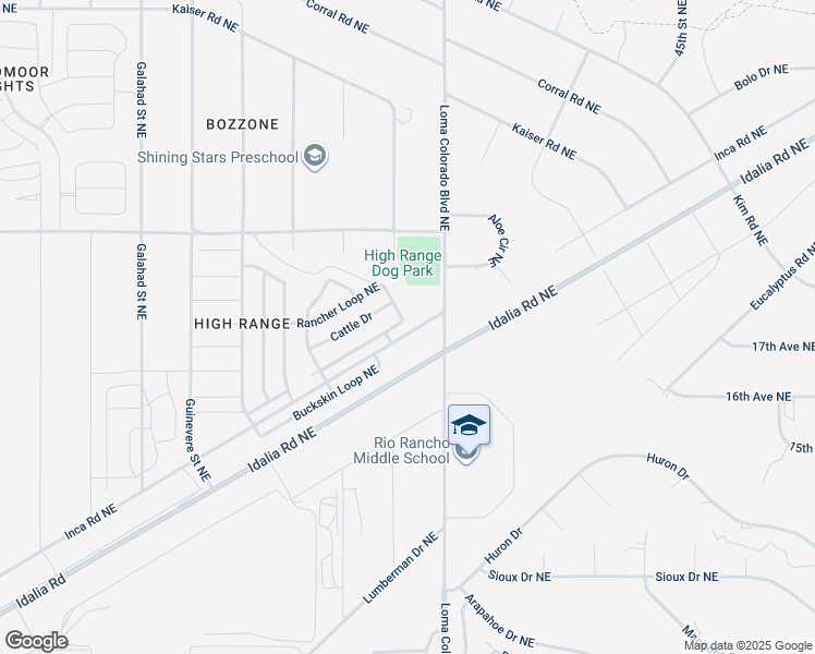 map of restaurants, bars, coffee shops, grocery stores, and more near 3812 Rancher Loop in Rio Rancho
