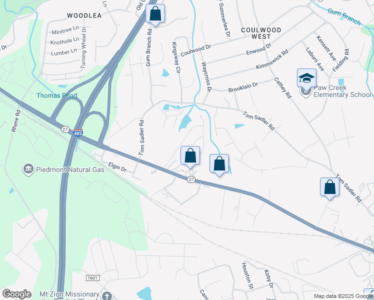 map of restaurants, bars, coffee shops, grocery stores, and more near 740 Aberdeen Glen Place in Charlotte