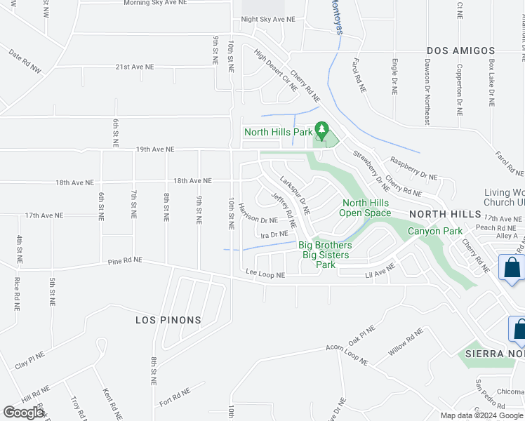 map of restaurants, bars, coffee shops, grocery stores, and more near 1172 Mara Way Northeast in Rio Rancho