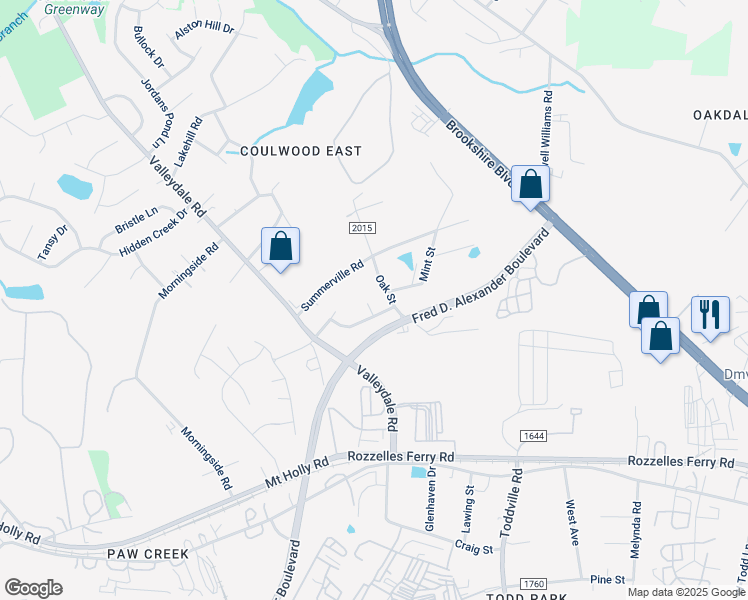 map of restaurants, bars, coffee shops, grocery stores, and more near 1315 Ben Livingston Road in Charlotte