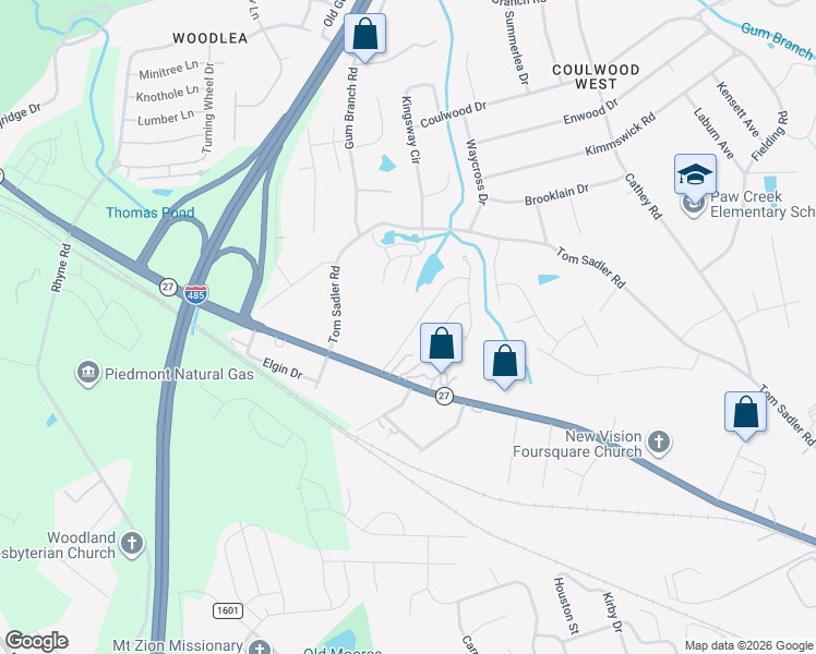 map of restaurants, bars, coffee shops, grocery stores, and more near 2324 Meadecroft Road in Charlotte