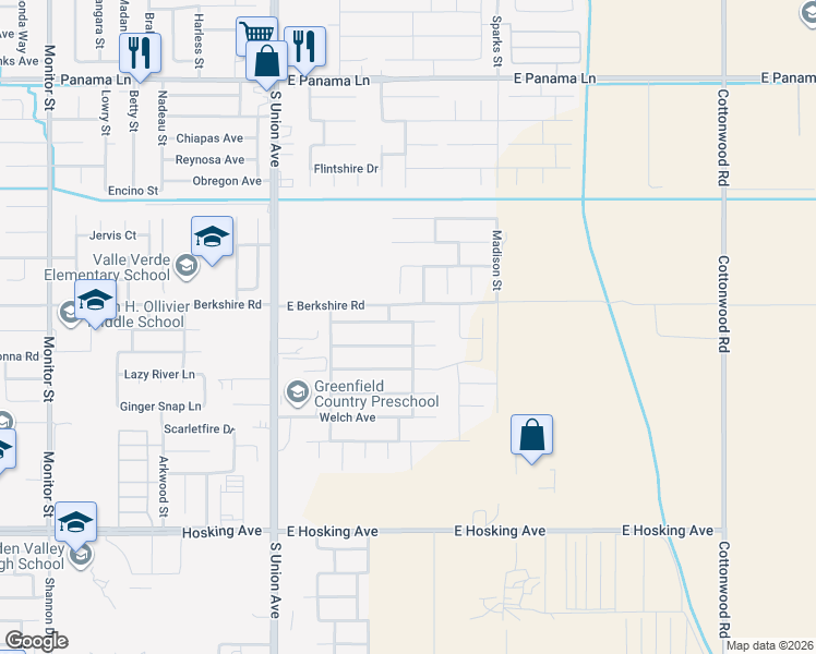 map of restaurants, bars, coffee shops, grocery stores, and more near 514 Vancluse Bay Drive in Bakersfield