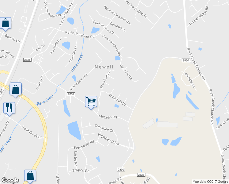 map of restaurants, bars, coffee shops, grocery stores, and more near 2524 Wingdale Drive in Charlotte