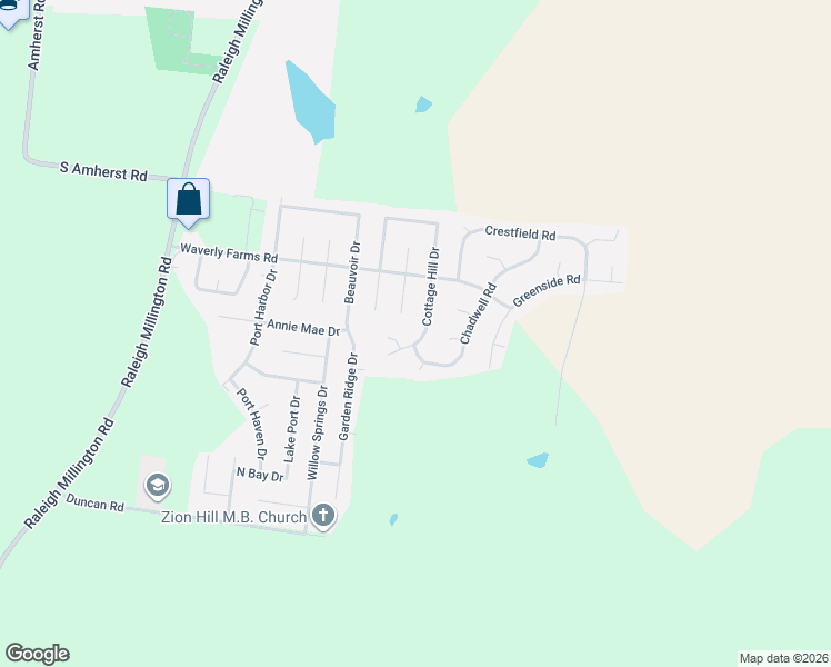 map of restaurants, bars, coffee shops, grocery stores, and more near 5918 Cottage Hill Drive in Millington