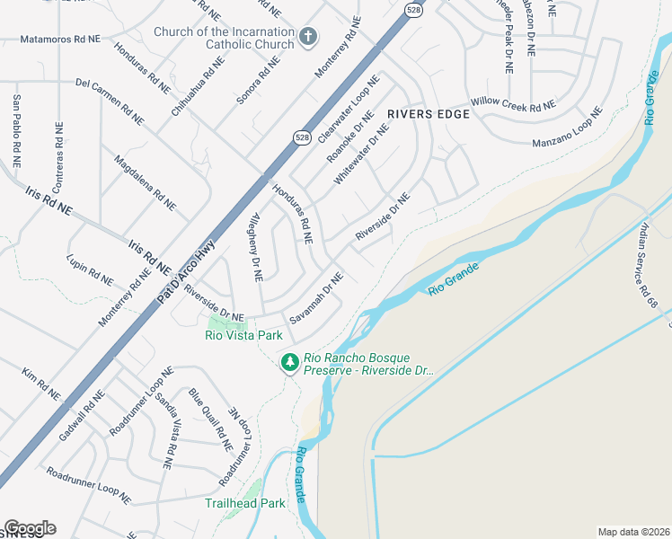 map of restaurants, bars, coffee shops, grocery stores, and more near 1733 Savannah Drive Northeast in Rio Rancho