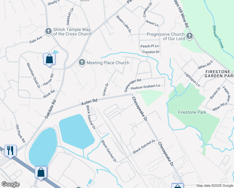 map of restaurants, bars, coffee shops, grocery stores, and more near 1425 Auten Road in Charlotte