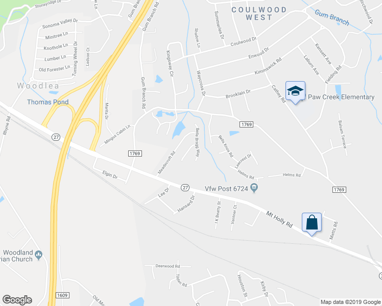 map of restaurants, bars, coffee shops, grocery stores, and more near 717 Aberdeen Glen Place in Charlotte