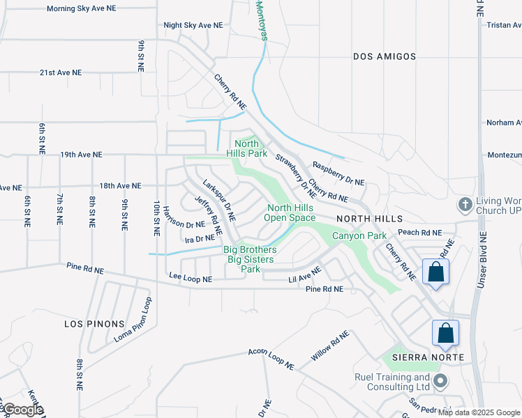 map of restaurants, bars, coffee shops, grocery stores, and more near 1421 Alder Drive Northeast in Rio Rancho