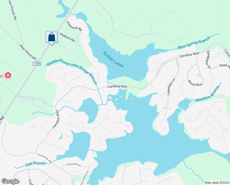 map of restaurants, bars, coffee shops, grocery stores, and more near 770 Carolina Way in Sanford