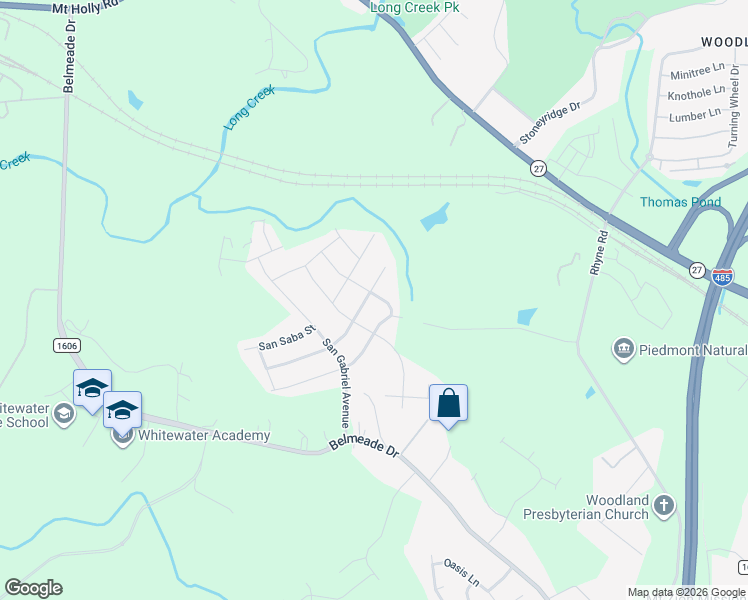map of restaurants, bars, coffee shops, grocery stores, and more near 2311 Verde Creek Road in Charlotte