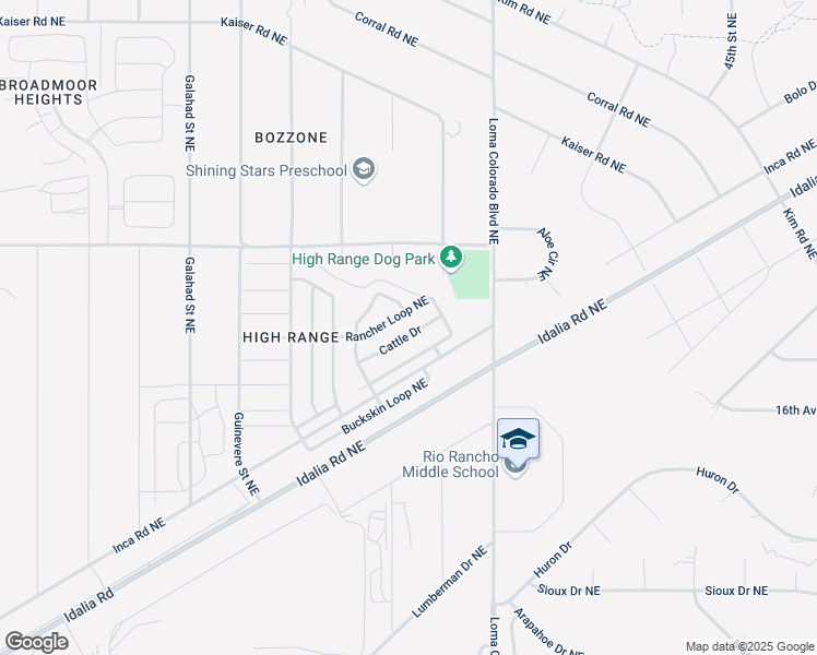 map of restaurants, bars, coffee shops, grocery stores, and more near 3779 Cattle Drive in Rio Rancho