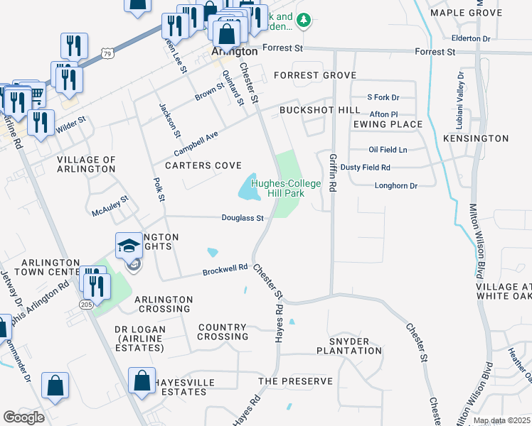 map of restaurants, bars, coffee shops, grocery stores, and more near 5945 Chester Street in Arlington