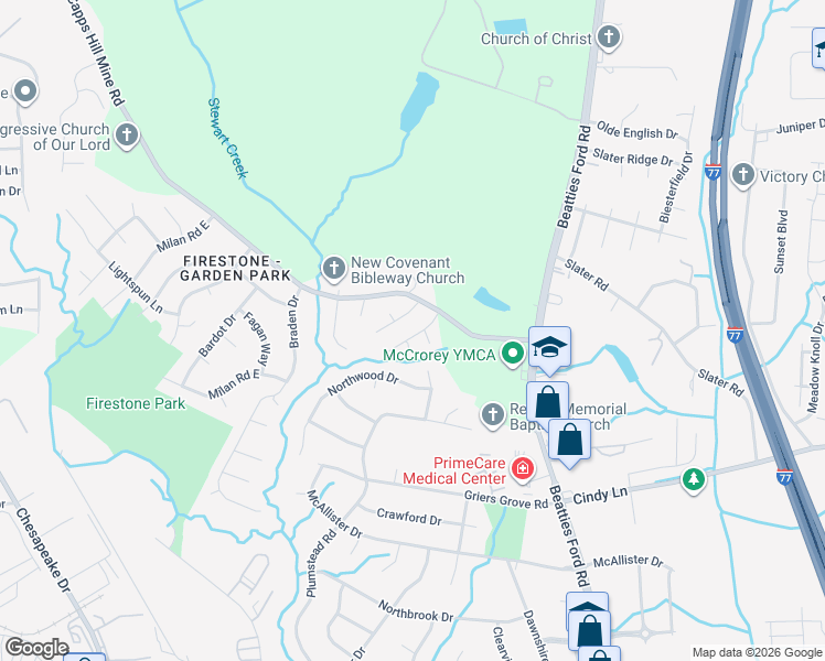 map of restaurants, bars, coffee shops, grocery stores, and more near in Charlotte