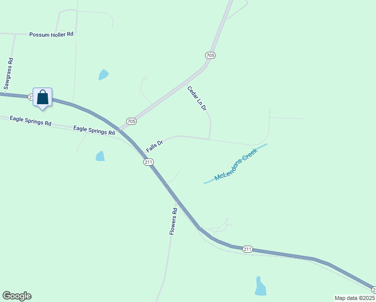 map of restaurants, bars, coffee shops, grocery stores, and more near 220 Falls Drive in Eagle Springs