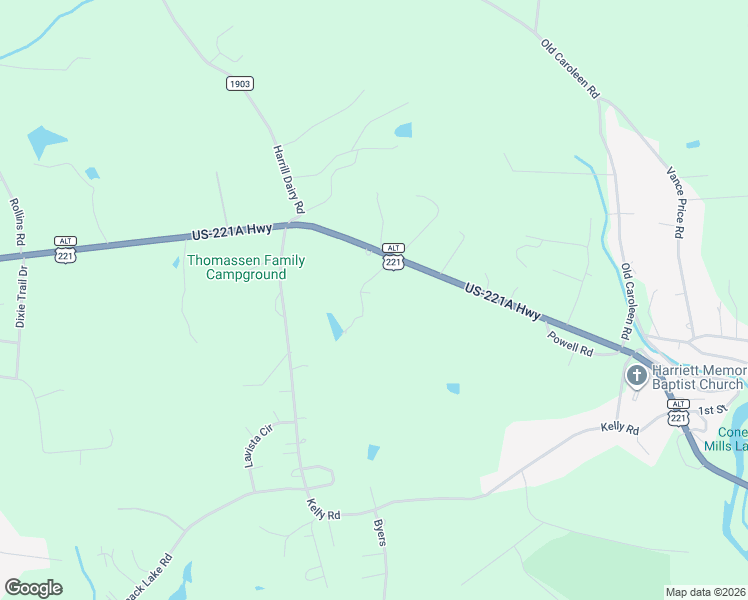 map of restaurants, bars, coffee shops, grocery stores, and more near 1576 US 221A Highway in Forest City