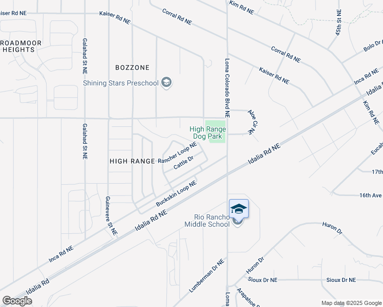 map of restaurants, bars, coffee shops, grocery stores, and more near 3965 Rancher Loop Northeast in Rio Rancho