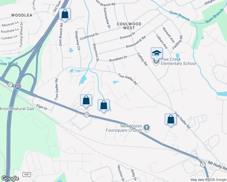 map of restaurants, bars, coffee shops, grocery stores, and more near 1408 Bells Knox Road in Charlotte