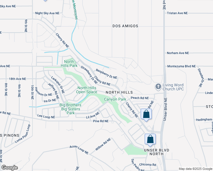 map of restaurants, bars, coffee shops, grocery stores, and more near 1740 Strawberry Drive Northeast in Rio Rancho