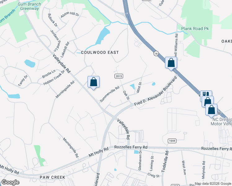 map of restaurants, bars, coffee shops, grocery stores, and more near in Charlotte