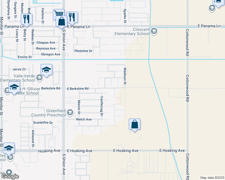 map of restaurants, bars, coffee shops, grocery stores, and more near 7218 Isla Mona Court in Bakersfield