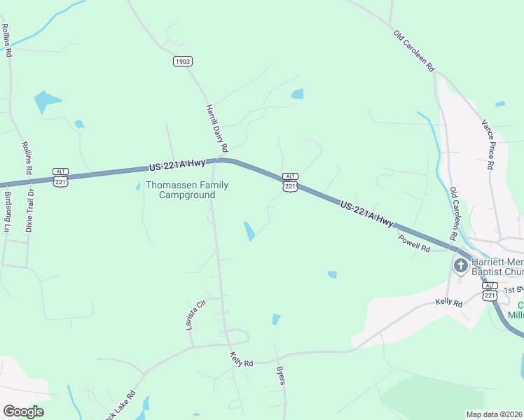 map of restaurants, bars, coffee shops, grocery stores, and more near 1576 US 221A Highway in Forest City