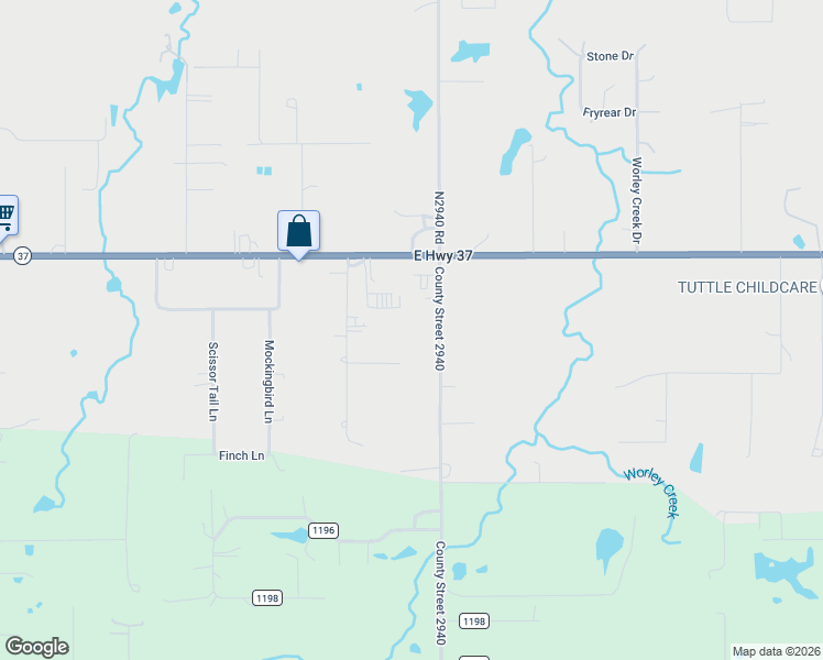 map of restaurants, bars, coffee shops, grocery stores, and more near 17 South Cemetery Road in Tuttle