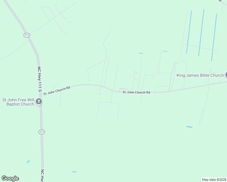 map of restaurants, bars, coffee shops, grocery stores, and more near 1050 Saint John Church Road in Goldsboro