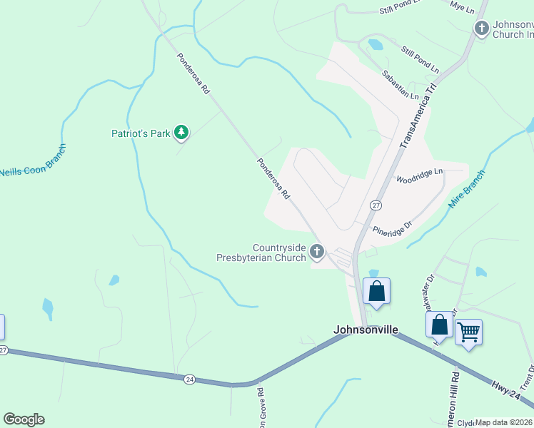 map of restaurants, bars, coffee shops, grocery stores, and more near 409 Ponderosa Rd in Cameron