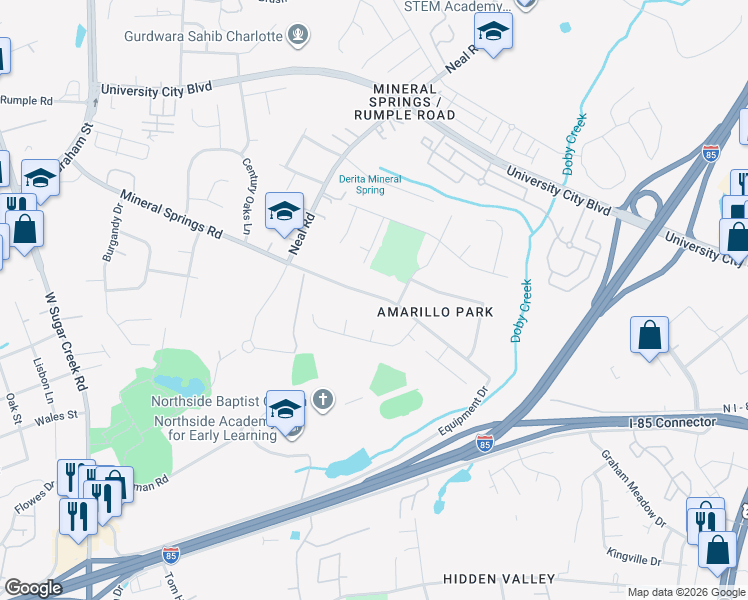 map of restaurants, bars, coffee shops, grocery stores, and more near in Charlotte