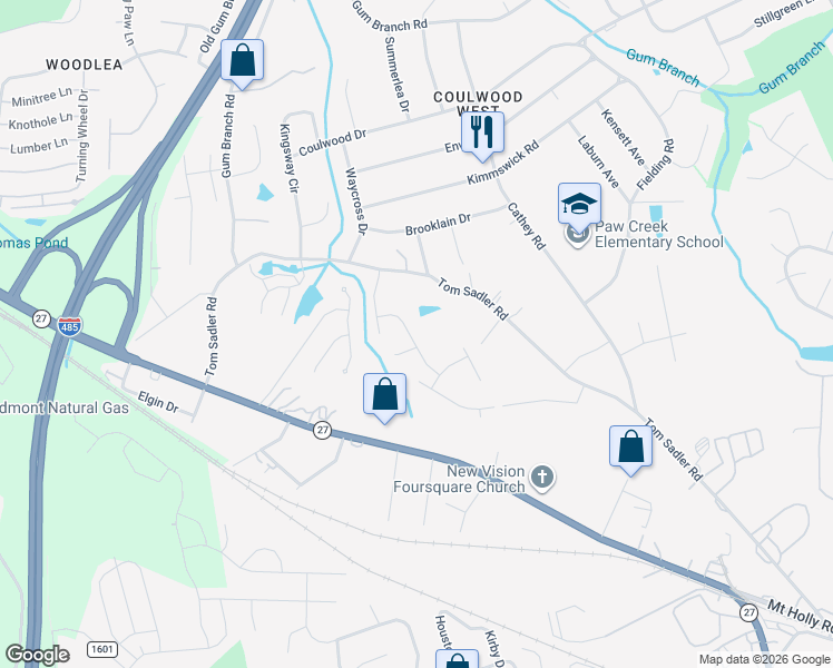 map of restaurants, bars, coffee shops, grocery stores, and more near 1408 Bells Knox Road in Charlotte