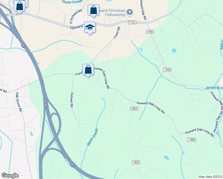 map of restaurants, bars, coffee shops, grocery stores, and more near 1243 Howard Gap Loop Road in Flat Rock