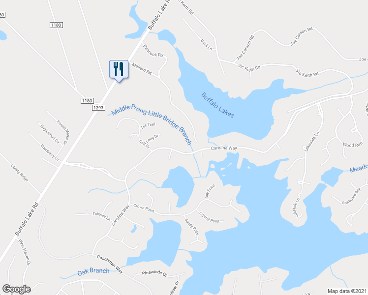 map of restaurants, bars, coffee shops, grocery stores, and more near 625 Carolina Way in Sanford