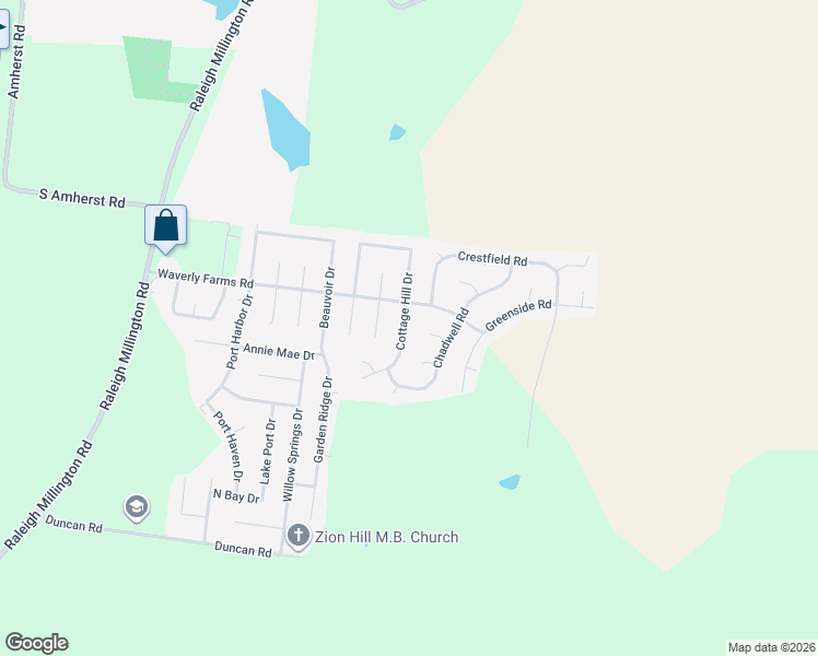 map of restaurants, bars, coffee shops, grocery stores, and more near 5968 Cottage Hill Drive in Millington