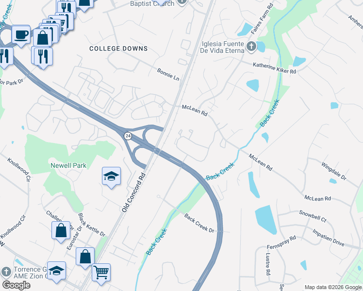 map of restaurants, bars, coffee shops, grocery stores, and more near in Charlotte