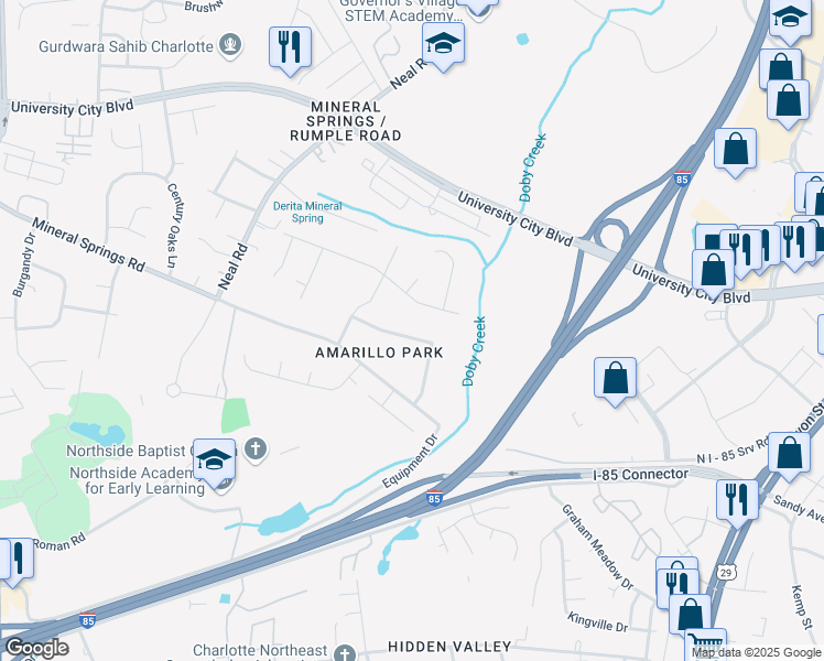 map of restaurants, bars, coffee shops, grocery stores, and more near 1006 Eldorado Avenue in Charlotte