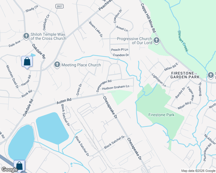 map of restaurants, bars, coffee shops, grocery stores, and more near 1527 Hudson Graham Lane in Charlotte