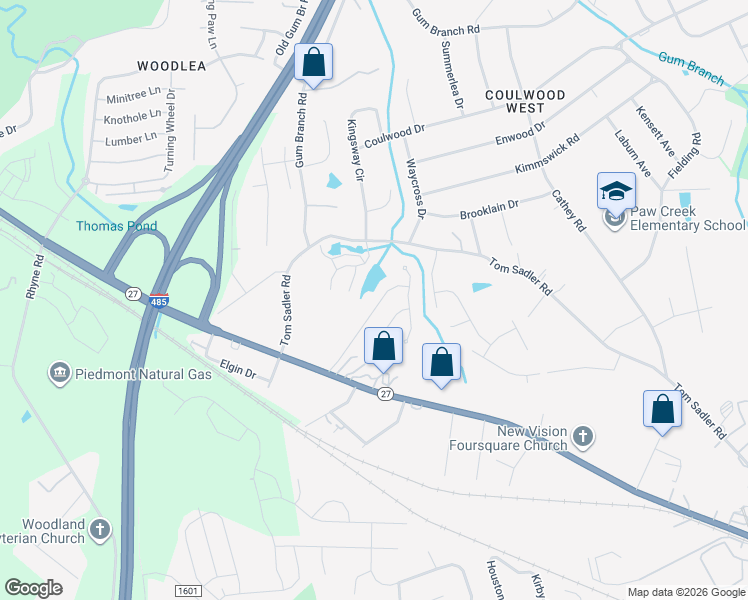map of restaurants, bars, coffee shops, grocery stores, and more near 2200 Meadecroft Road in Charlotte