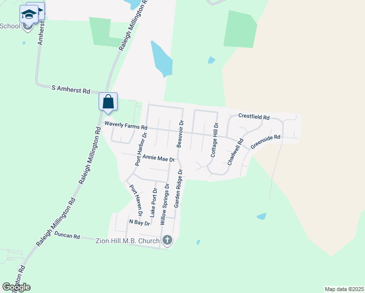map of restaurants, bars, coffee shops, grocery stores, and more near 5962 Beauvoir Drive in Millington