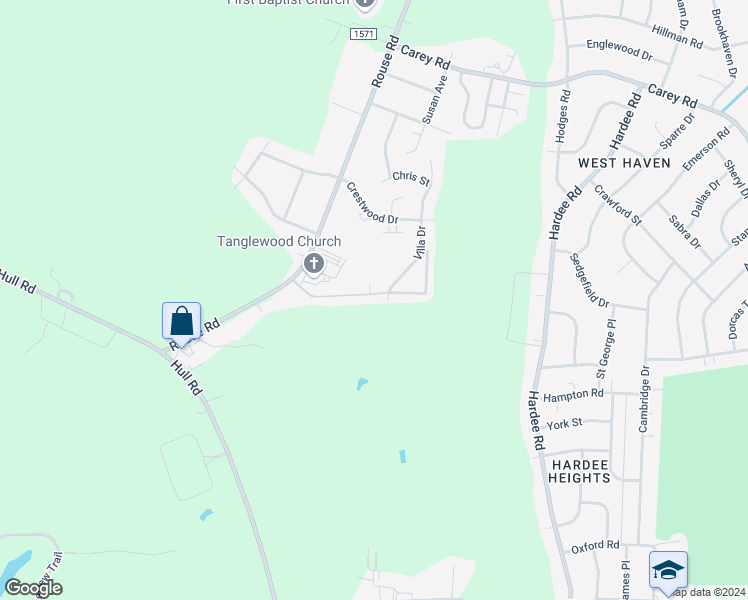 map of restaurants, bars, coffee shops, grocery stores, and more near 3108 Fox Run Dr in Kinston