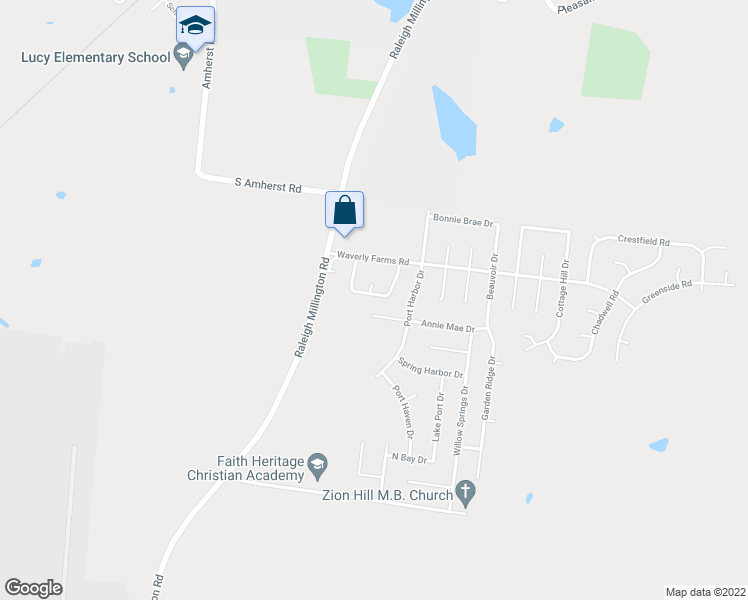 map of restaurants, bars, coffee shops, grocery stores, and more near 5944 Wagon Hill Road East in Millington